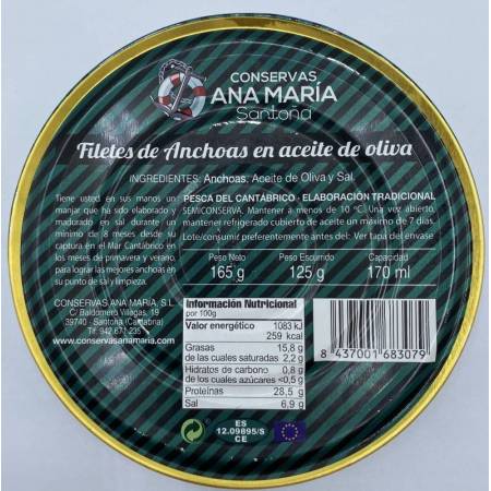 Anchoas de Santoña Ana María Pandereta 170ml