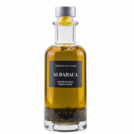 Aceite de oliva virgen extra con albahaca